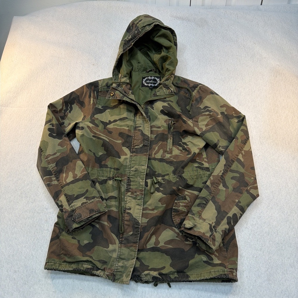 Ambiance Camo Hooded Utility Jacket‎ Womens Large Hunting Outdoor Drawstring